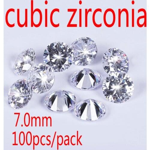Wholesale Jewelry Supplies AAA Grade CZ White Cubic Zirconia Round Zircon 7.0MM DIY Jewelry Findings Supplies Free Shipping