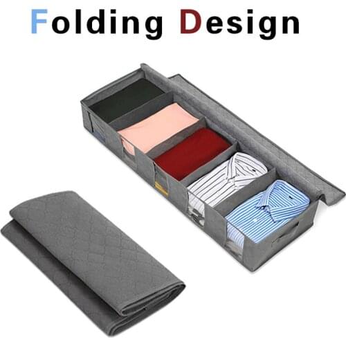 Under Bed Storage Organizer Non-woven Fabric Clothes Zipper Storage Box Portable Socks Bra Wardrobe Window Folding Container