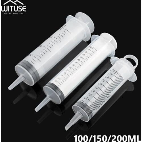 100ml 150ml 200ml Plastic Syringe With Cover Measuring Nutrient Hydroponics Transparent Syringe DIY Industrial Tools