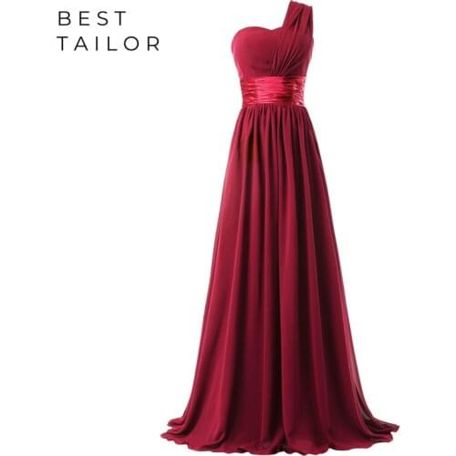 Bridesmaid Dresses Long Maid of Honor Gowns 2021 One Shoulder Lace Up Wine Red Corset A-Line Formal Wedding Party Guest Wear