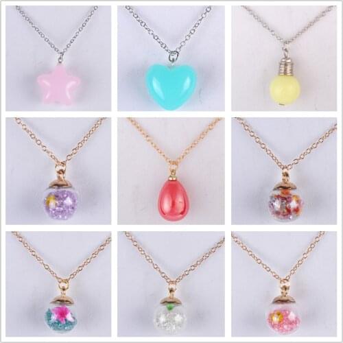 Transparent clear crystal vial glass ball necklace lightbulb dried flower pendant necklace choker fashion costume jewellery girl