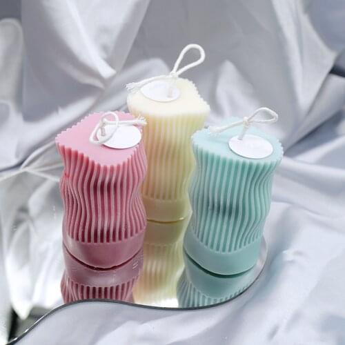 PRZY 3D Cylindrical Candle Mold DIY Silicone Wax Candles Decoration Mould Handmade Aroma Wax Soap Molds Candle Making Crafts
