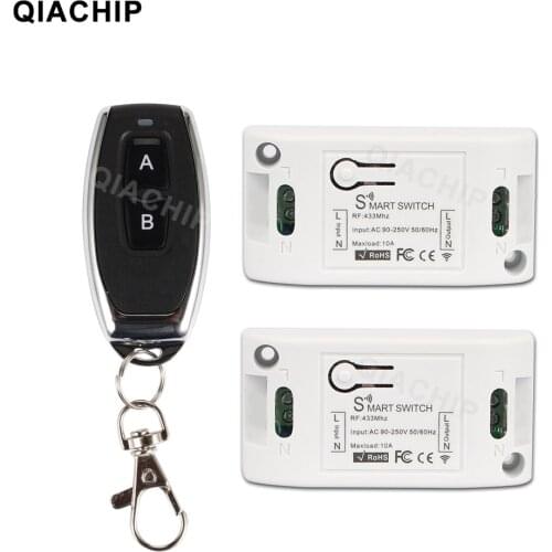 QIACHIP 433Mhz Universal Wireless RF Remote Control Switch AC 110V 220V 1CH Gate Garage Light Receiver & 433 MHz Remote Control