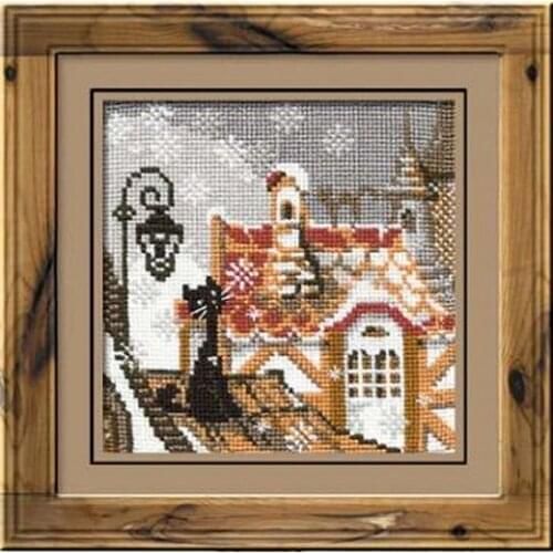 Top Quality Beautiful Hot Sell Counted Cross Stitch Kit City and Cats Winter riolis 610