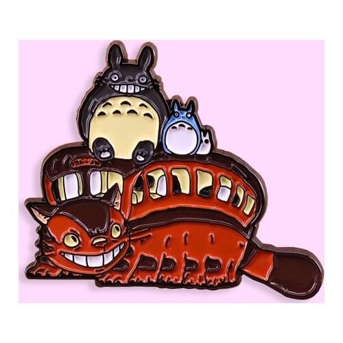 My Neighbor Totoro Bus Funny Enamel Pin Fantasy Adventure Anime Badge Cute Cartoon Decoration Anime Movie Fan Gift