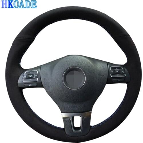 DIY Hand-stitched Black Suede Car Steering Wheel Cover For Volkswagen Golf 6 Mk6 VW Polo Sagitar Bora Santana Jetta Mk6