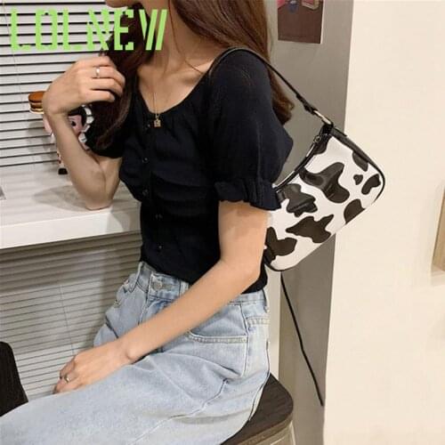 Retro Cow Pattern Women Messenger Handbags PU Leather Street Casual Solid Zipper Shoulder Bags