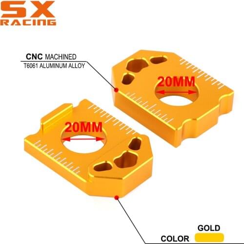 Motorcycle A Pair CNC Gold Rear Chain Adjuster Axle Block For SUZUKI DRZ400SM DZR 400SM 2004 2005 2006 2007 2008 2009-2015