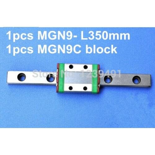 1pcs 9mm linear rail guide MGN9 350mm with mini MGN9C linear block