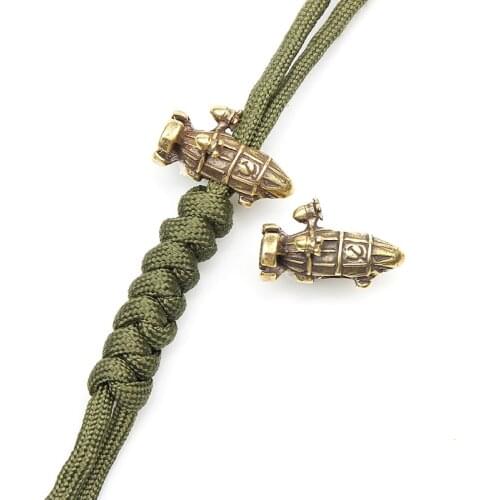 1PC Red Alert Airship Shape Brass Knife Bead Lanyard Pendant Paracord Umbrella Rope DIY Decorative Accessories Pendant EDC Tool