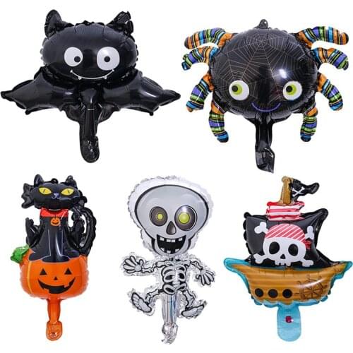 1 Pcs Mini Black Cat Pumpkin Bat Skull Specter Halloween Eve Foil Balloons Decor Inflatable Toys Balloon Party Supplie 20-50cm