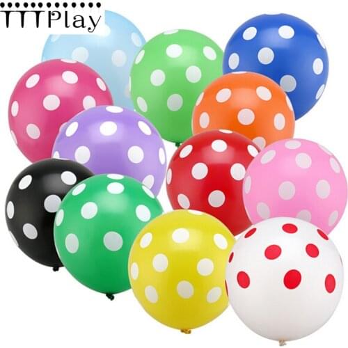 10pcs/lot 12inch 2.8g Polka Dot Latex White Balloon Wedding Decoration Inflatable Air Ball Happy Birthday Party Balloon Supplies