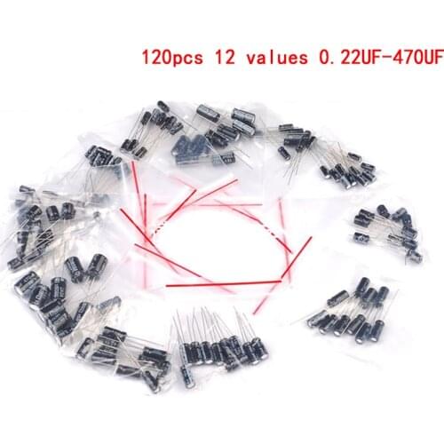 120PCS/LOT 12 values 0.22UF-470UF Aluminum electrolytic capacitor assortment kit set pack