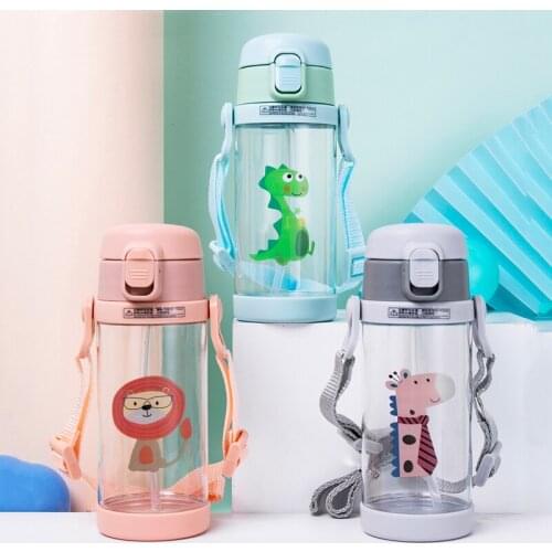 2Pcs Kids Water Sippy Cup Creative Cartoon Baby Feeding Cups with Straws Leakproof Water Bottles Outdoor Portable Childrens Cup