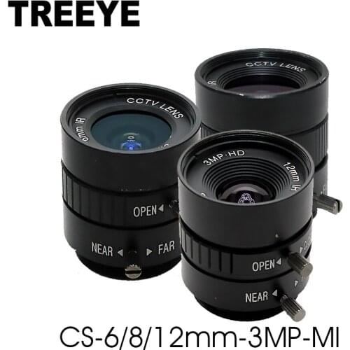 3.0Megapixel CS Mount 3MP 6/8/12mm Manual Iris Lens for HD CCTV Security Camera F1.2 1/2" inch Image Format Size Metal