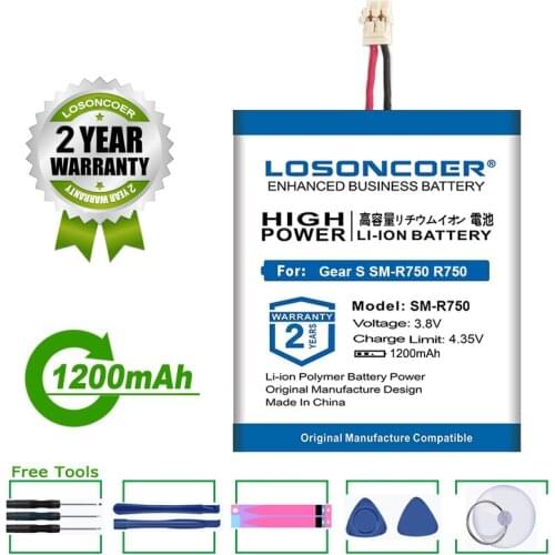 LOSONCOER Battery 1200mAh SM-R750 AA1G730U Battery For Samsung Gear S SM-R750 R750 Smart Watch