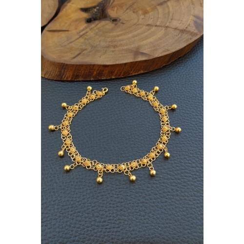 Aykat Bangle Yellow Gold Color Filigree Silver Handcrafted Coriander Anklets Thl-30