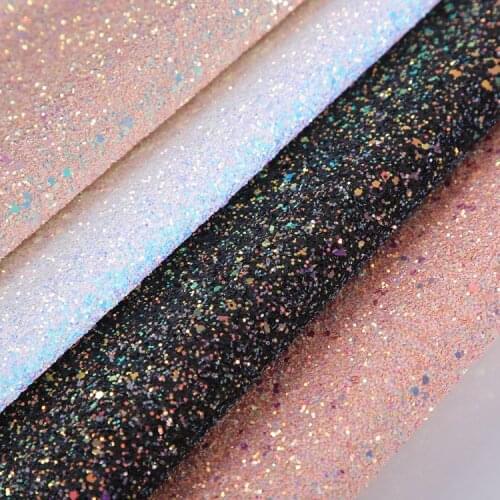 Glitter PU leather Fabric Chunky Synthetic Leather For DIY Material