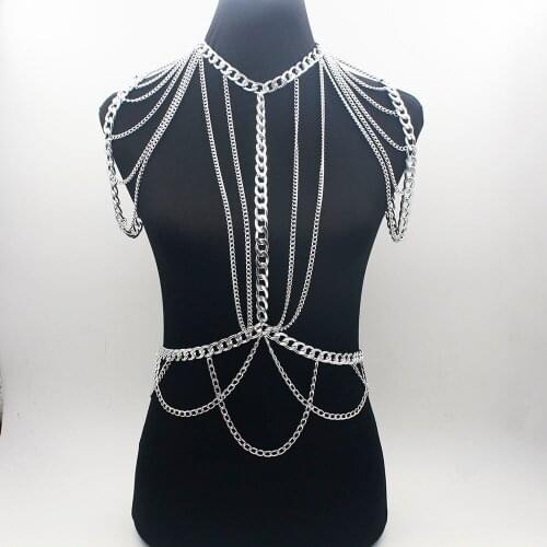Sexy Women Metal Body Chest Chain Body shoulder Chain Jewelry Necklace Shoulder Chain Harness Dress Decor Slave Chain Jewelry