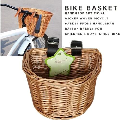 Childrens Wicker Front Handlebar Bike Basket Cargo Storage Container For Bike Scooter Basket Kids Cart Rattan Handbag Drop Ship
