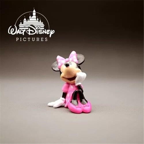 Disney Mickey Mouse Minnie sitting posture 8cm Action Figure Toys Model Cake Topper for children gift