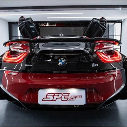 For BMW i8 2014-2019 GT style Carbon Fiber Rear Roof Spoiler Wing Trunk Lip Boot Cover Car Styling