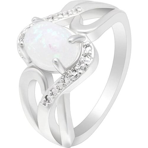 Elegant Beautiful White Fire Opal Ring micro Pave CZ Clear Zircon Stone Charm Jewelry Finger Rings For Women Wedding Gift