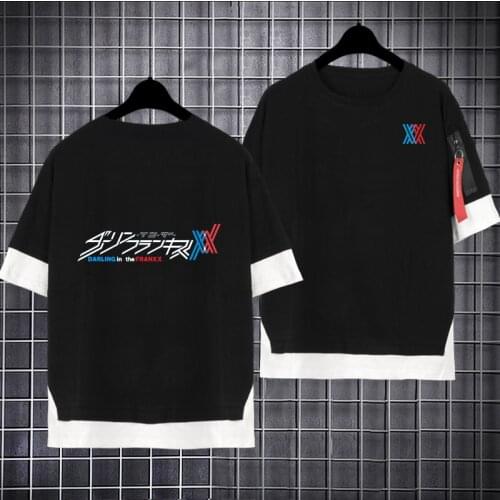 Anime Darling in the Franxx Loose T shirt Zero Two 02 Cosplay Fake Two-piece t-shirt summer tshirt oversize tops tees