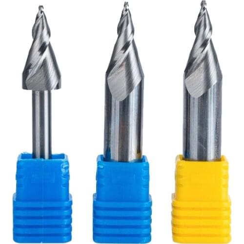 HUHAO 1pc 6mm 12mm mini Engraving bits Chamfer End Mill For Acrylic glassfiber Plywood CNC milling cutter router bits for wood