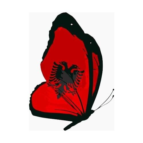Personality Albania Flag Butterfly Interest Car Sticker Cute Animal Decal Motorcycle Auto Parts PVC Decoration Waterproof Decals