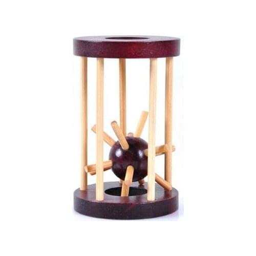 Classic Wooden Caged Puzzle IQ Mind Brain Teaser Puzzles Game for Adults Children