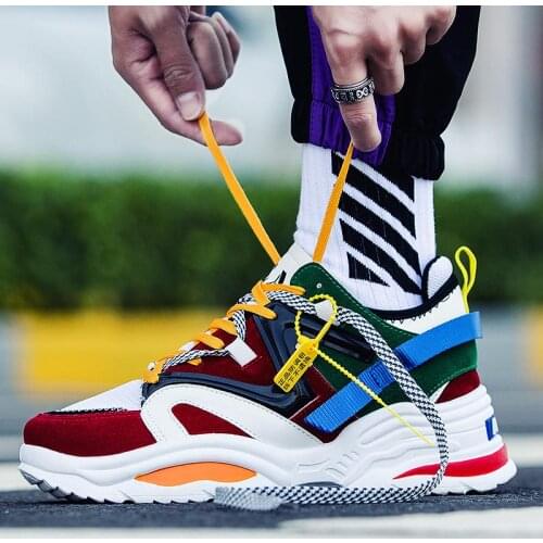 Summer Chunky Men Sneakers Men Running Shoes Breathable Outdoor Sports Shoes Sport Male Red Fitness Tennis Scarpe Uomo GMA-0774