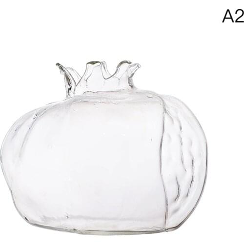 Mini Creative Pomegranate Transparent Glass Vase Handmade Flower Pot Plant Hydroponic Arrangement Crafts Desk Home Decoration