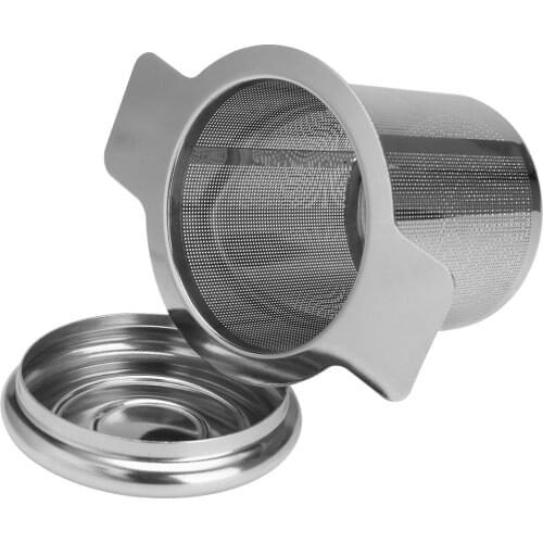 Reusable Stainless Steel Tea Mesh Infuser Metal Cup Strainer Loose Leaf Filter With Lid Drinkware Kitchen Accessories