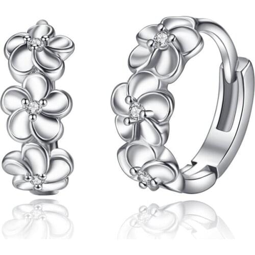 Fashion Trend Plum Blossom Clip Type Earrings Female CZ Jewelry Womens Clip Earrings Jewelry Gifts