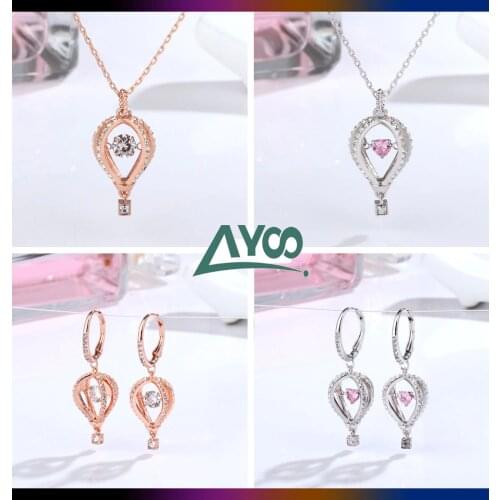 SWA Fashion Jewelry High Quality Glamour Geometric Hot Air Balloon Pendant Necklace Earring Set Romantic Womens Gift With Logo