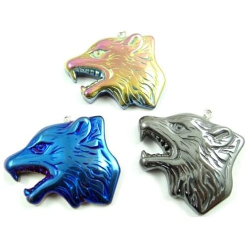 Natural Quartz crystal Titanium Hematite hand-Carved Langtou Gem pendant for diy jewelry making necklace Accessories3pcs