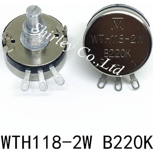 100%newLinear Single Rotary Potentiometer switch WTH118-1A WTH118 2W With Nuts And Shim 1K 2K2 4K7 10K 22K 47K 100K 220K 470K 1M