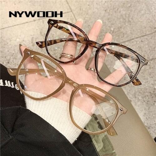 NYWOOH Anti Blue Light Computer Glasses Frame Men Vintage Leopard Eyeglasses for Women Retro Polygon Optical Frames