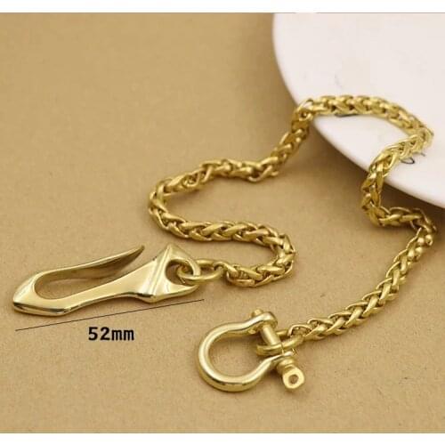 40/50/60CM Solid Brass Trousers Jeans Wallet Chain Keychain Metal Buckle Clips Snap Hook Belt Chain DIY Sewing Accessories