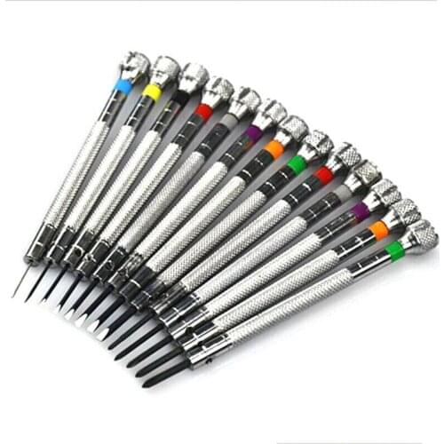 13PCS 0.6-2.0mm Watchmakers Screwdriver Watch Glasses Repair Tool Flat Blade