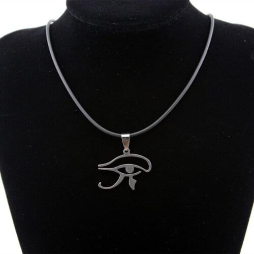 Egyptian Horus Eye Pendant Necklace For Men Women Halloween Chains Jewelry Stainless Steel Charm Statement Leather Chokers Gift