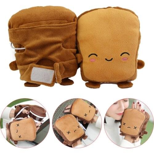 1 Pair USB Hand Warmer Heated Gloves Toast Hand Warmers Winter Fingerless Gloves Xmas Gift WXV Sale