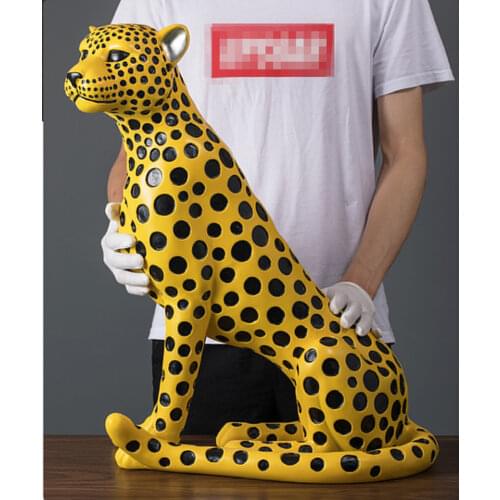 Animal figurines resin Leopard statue home sculpture crafts ornaments decoration business gift gold silver color