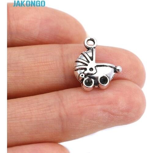 25pcs Antique Silver Plated 3D Baby Cradle Charms Pendants for Jewelry Making Bracelet DIY Handmade Craft 16x14mm