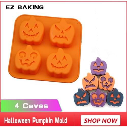 Family baking cake pop molds 4caves Halloween pumpkin expressions silicone bakeware chocolate nonstick mold free shipping