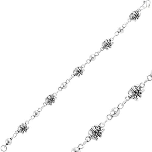 Silverlina Sterling Silver Oxidized Elephant & Ball Sterling Bracelet