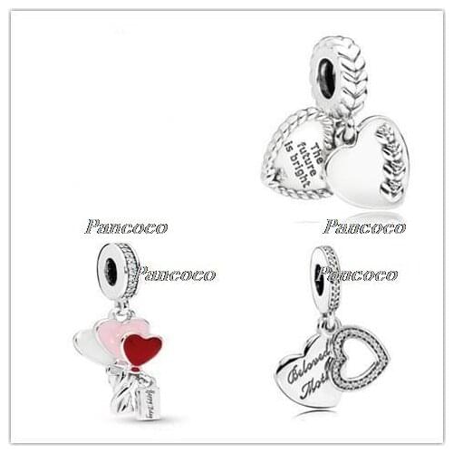 925 Sterling Silver Bead Charm Heart Balloons Pendant Charm Fit Pandora Women Bracelet & Necklace Diy Jewelry