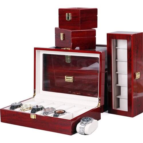 2/3/5/6/10/12 Grids Luxury Wooden Watch Box Watch Holder Box For Watches Men Women Glass Top Jewelry Organizer Watch Organizer