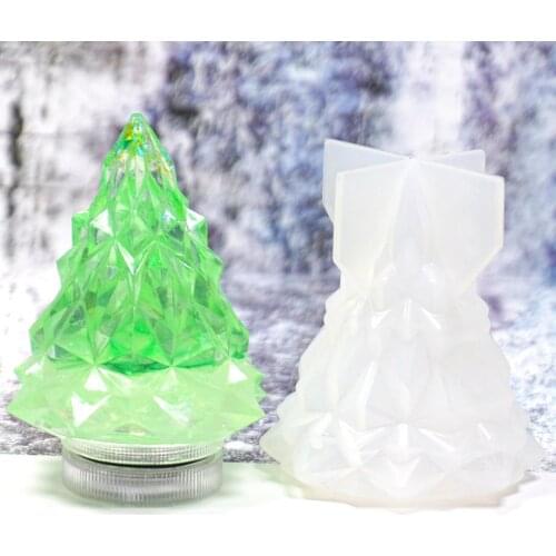 Christmas Tree Silicone Crystal Epoxy Night Light Mold DIY Handmade Craft Making Mould Xmas Ornament Desk Decoration